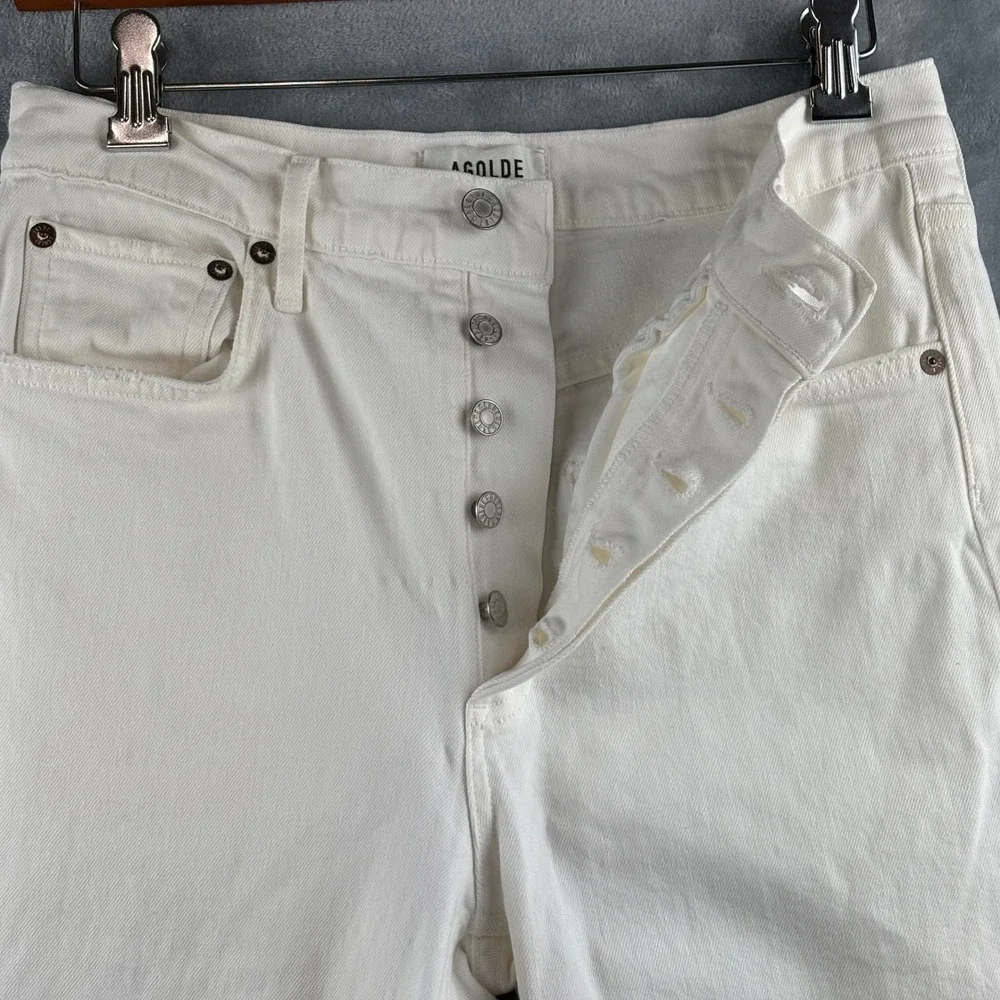 AGOLDE Riley Crop High Rise Straight Leg Jeans Sz.‎ 27 White/Cream Summer Luxury